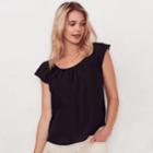 Women's Lc Lauren Conrad Love, Lauren Pleated Top, Size: Small, Black