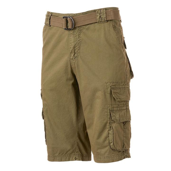Men's Xray Belted Cargo Shorts, Size: 36, Beig/green (beig/khaki)