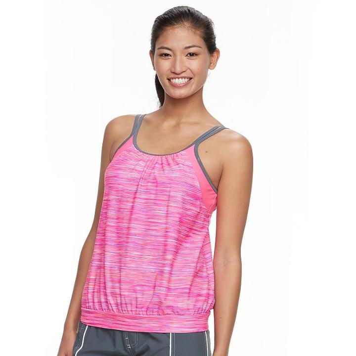 Women's Free Country 2-in-1 Blouson Tankini Top, Size: Small, Pink Other