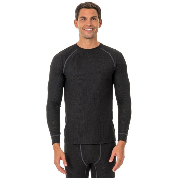 Big & Tall Men's Fruit Of The Loom Signature Grid Tech Thermal Base Layer Tee, Size: Xxl Tall, Black