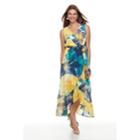 Petite Chaya Floral High-low Maxi Dress, Women's, Size: 6 Petite, Blue Yellow Floral