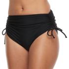 Mix-and-match Cinched High-waist Brief Bottoms, Teens, Size: Medium, Black