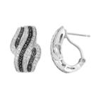 1/3 Carat T.w. Black And White Diamond Sterling Silver Wave Drop Earrings, Women's