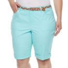 Plus Size Gloria Vanderbilt Rachel Twill Bermuda Shorts, Women's, Size: 18 W, Turquoise/blue (turq/aqua)