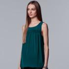 Petite Simply Vera Vera Wang Pleated Swing Tank, Women's, Size: M Petite, Dark Blue