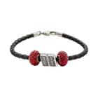 Insignia Collection Nascar Dale Earnhardt Jr. Leather Bracelet And Sterling Silver Crystal And 88 Bead Set, Women's, Size: 7.5, Red