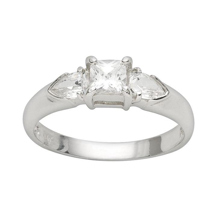 Rhodium-plated Sterling Silver Cubic Zirconia Ring, Women's, Size: 9, White