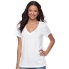 Juniors' So&reg; Slub V-neck Tee, Teens, Size: Xl, White