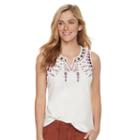Women's Sonoma Goods For Life&trade; Embroidered Tank, Size: Xs, Dark Pink
