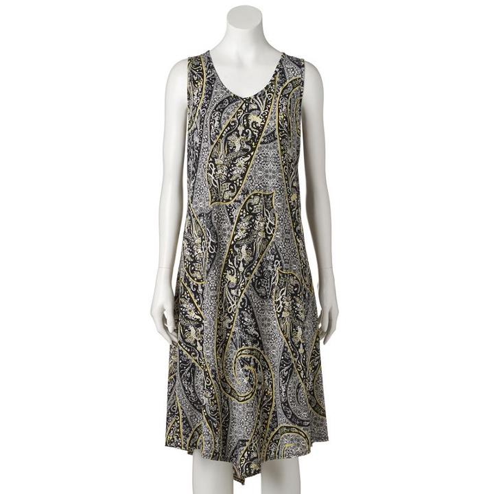Women's World Unity Print Crochet Shift Dress, Size: Medium, Grey (charcoal)