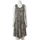 Women's World Unity Print Crochet Shift Dress, Size: Medium, Grey (charcoal)