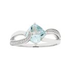 Sterling Silver Aquamarine & Diamond Accent Cushion Bypass Ring, Women's, Size: 6, Blue