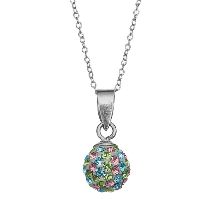 Charming Girl Kids' Sterling Silver Crystal Ball Pendant Necklace, Multicolor