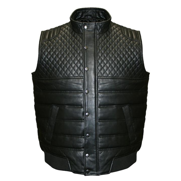Big & Tall Franchise Club Geo Quilted Lambskin Leather Vest, Men's, Size: 6xl, Black