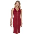 Juniors' Almost Famous Lace & Zip Front Bodycon Dress, Girl's, Size: Medium, Med Purple