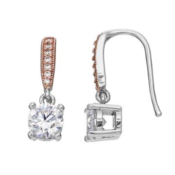 Lily & Lace Cubic Zirconia Two Tone Drop Earrings, Women's, White
