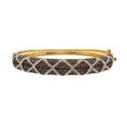 Champagne Brilliance 14k Gold Over Silver Hinged Crystal Bangle Bracelet, Women's, Size: 7.5, Brown