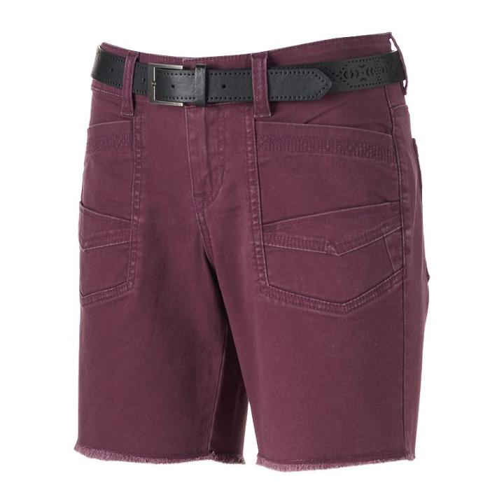 Juniors' Unionbay Belted Twill Bermuda Shorts, Girl's, Size: 11, Purple Oth