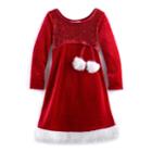 Girls 4-6x Jessica Ann Long Sleeve Velvet Dress, Size: 6x, Red