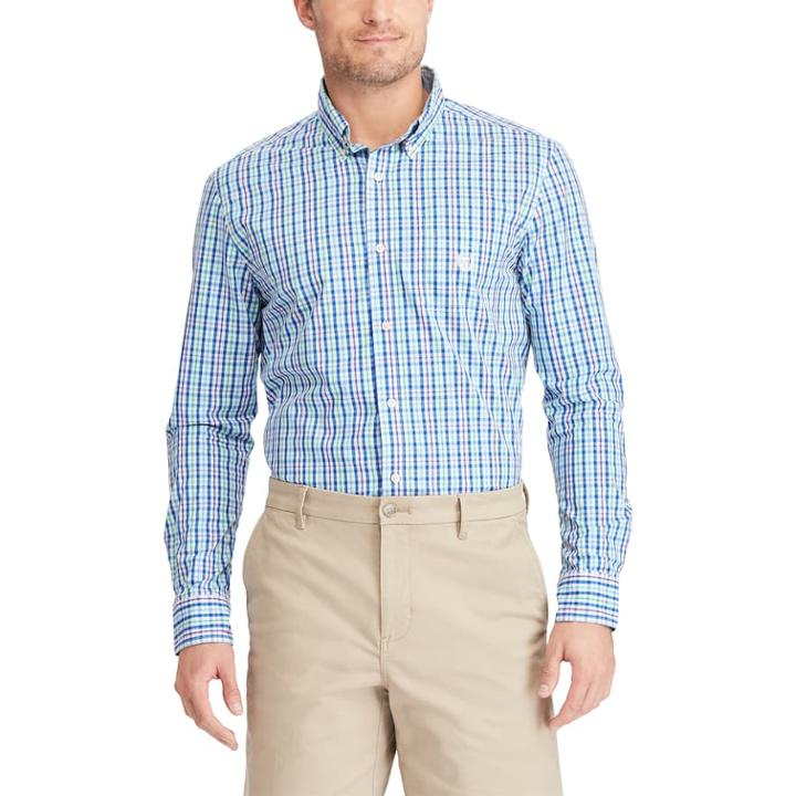 Big & Tall Chaps Easy Care Stretch Plaid Shirt, Men's, Size: Xxl Tall, White