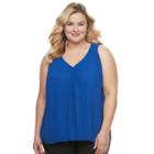 Plus Size Dana Buchman Accordion-pleat Tank, Women's, Size: 3xl, Blue