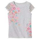Girls 4-12 Sonoma Goods For Life&trade; Crochet-sleeved Tee, Girl's, Size: 7, Light Grey