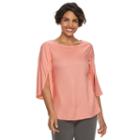 Women's Croft & Barrow&reg; Bell Sleeve Boatneck Top, Size: Large, Lt Orange