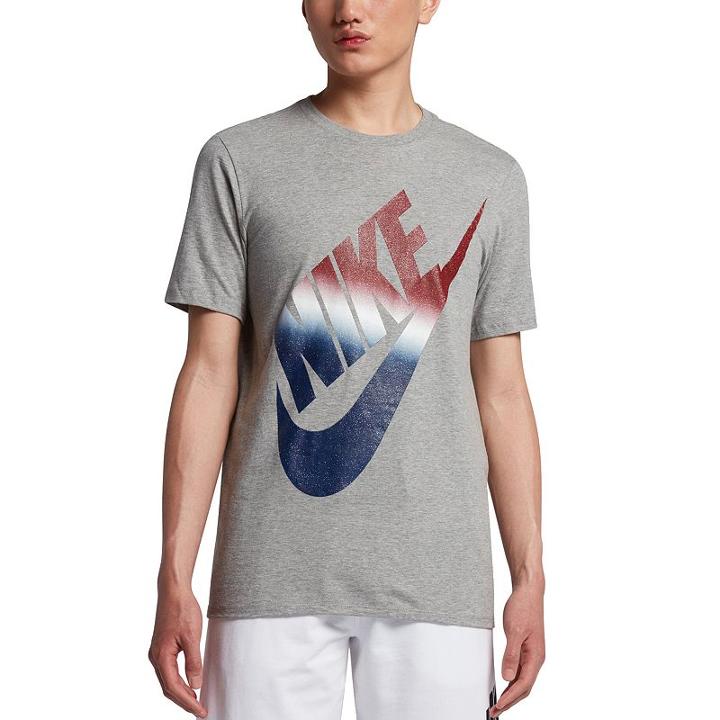 Men's Nike Red, White & Blue Logo Tee, Size: Medium, Grey Other