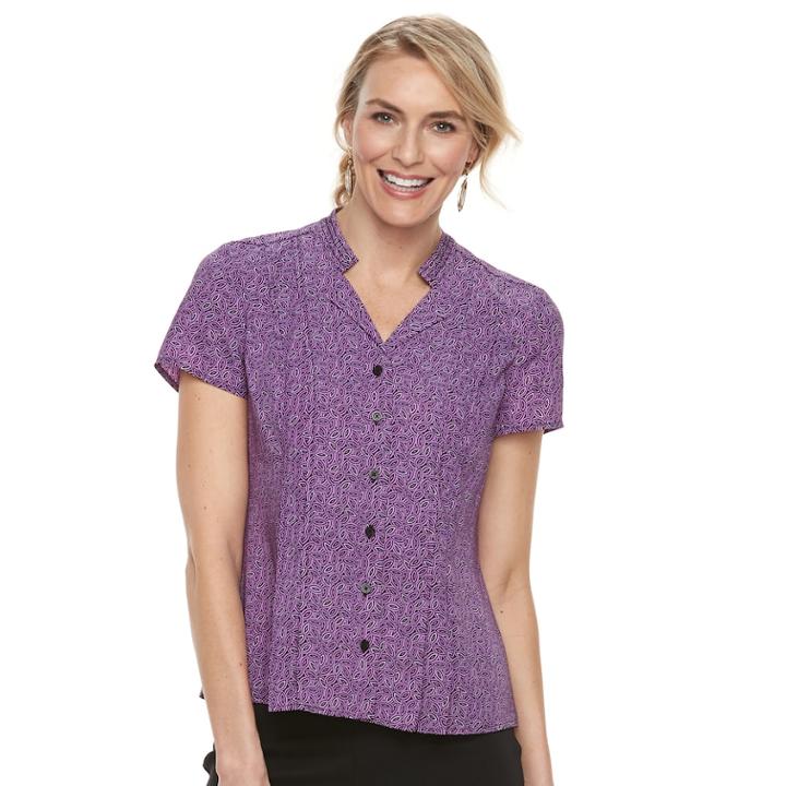Women's Dana Buchman Trapunto Shirt, Size: Medium, Dark Pink