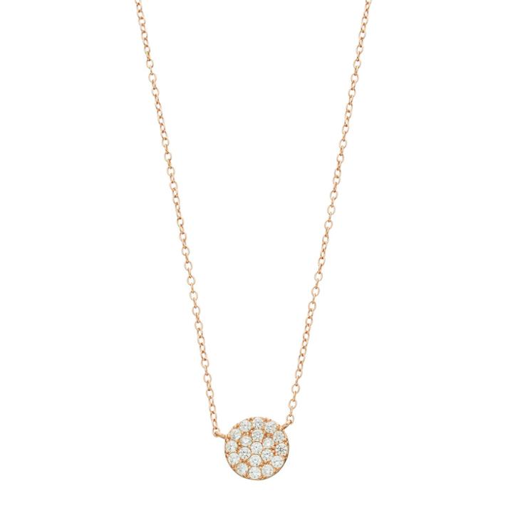 Love This Life Rose Gold Tone Cubic Zirconia Disc Necklace, Women's, White