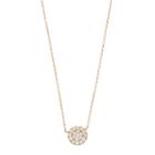 Love This Life Rose Gold Tone Cubic Zirconia Disc Necklace, Women's, White