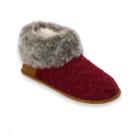 Women's Dearfoams Pile Cuff Textured Knit Slippers, Size: Large, Dark Red