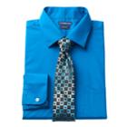 Men's Croft & Barrow&reg; Slim-fit Stretch-collar Dress Shirt And Patterned Tie, Size: M-32/33, Brt Blue