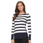 Women's Croft & Barrow&reg; Button Side Long Sleeve Top, Size: Medium, Blue