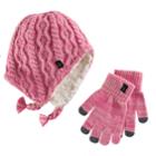 Girls Cuddl Duds Sherpa-lined Cable Knit Hat & Gloves Set, Pink