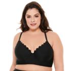 Plus Size Costa Del Sol Scalloped Swim Crop Top, Women's, Size: 3xl, Black