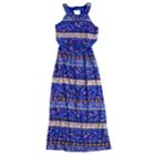 Girls 7-16 & Plus Size Three Pink Hearts Printed Maxi Dress, Size: 8, Med Blue