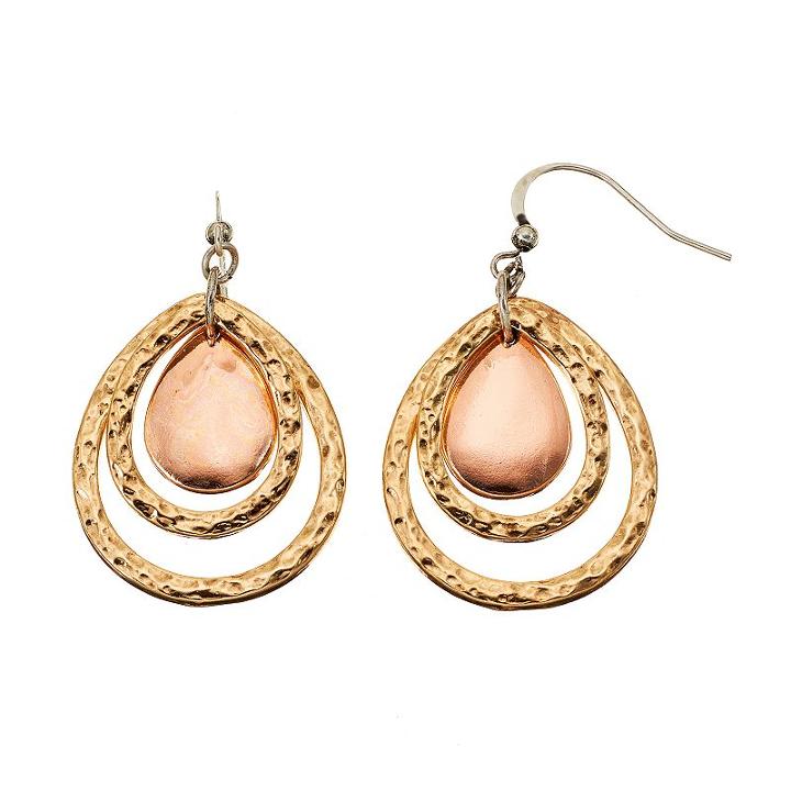 Apt. 9 Hammered Teardrop Earrings, Women's, Multicolor