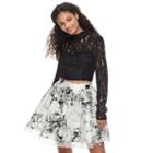 Juniors' Trixxi Lace Floral Print 2-piece Dress, Teens, Size: 3, Black