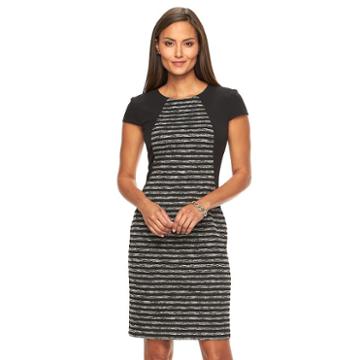 Women's Suite 7 Space-dye Striped Sheath Dress, Size: 16, Grey Other
