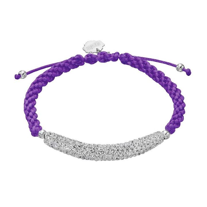 Lsu Tigers Crystal Sterling Silver Bar Link & Team Logo Charm Slipknot Bracelet, Women's, White