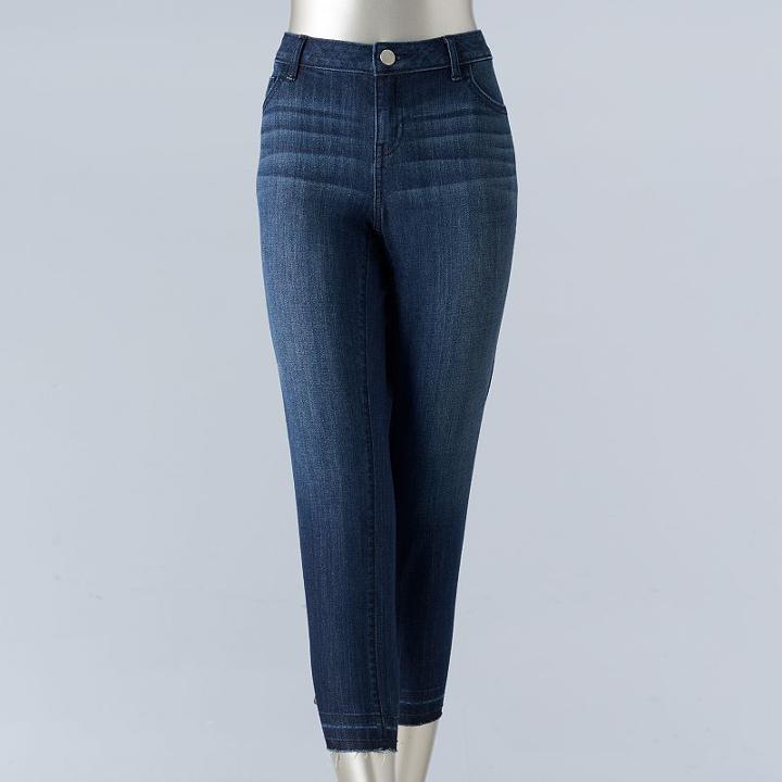 Women's Simply Vera Vera Wang Release Hem Capri Jeans, Size: 14, Med Blue