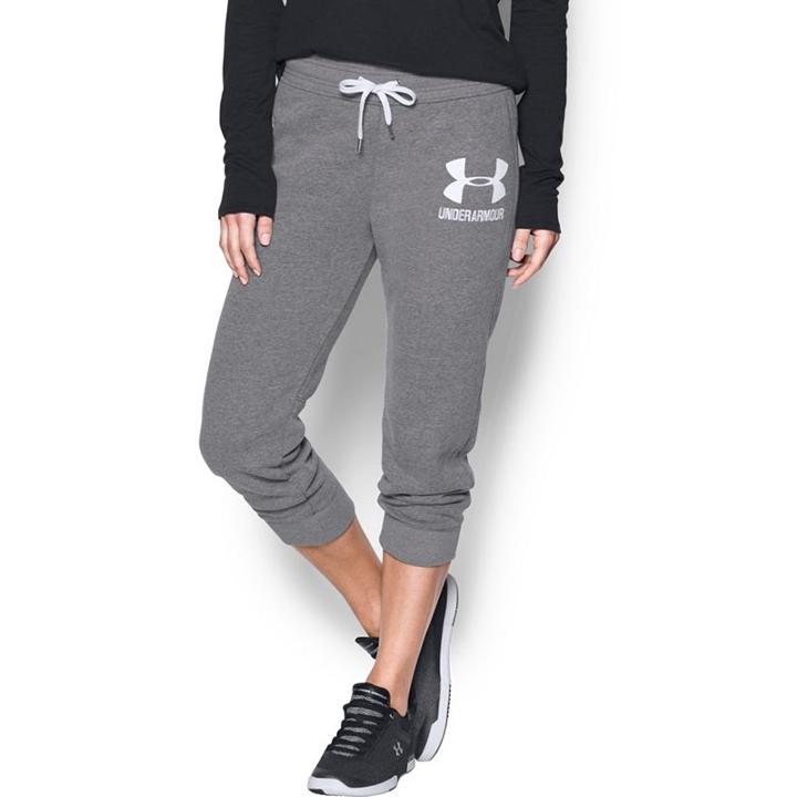 Women's Under Armour Favorite Fleece Graphic Capris, Size: Small, Grey Other
