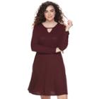 Juniors' Plus Size Cloud Chaser Ribbed Skater Dress, Teens, Size: 1xl, Med Red