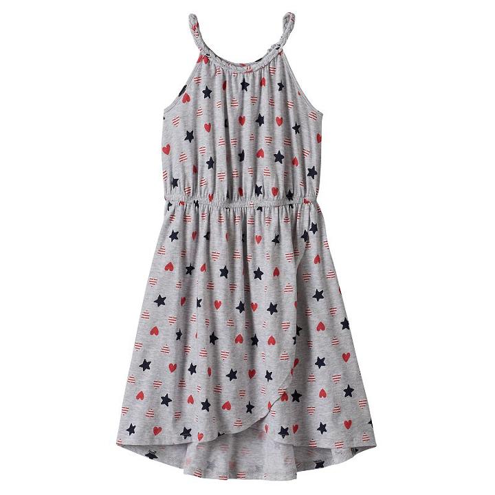 Girls 4-10 Jumping Beans&reg; Stars & Hearts Tulip Hem Dress, Girl's, Size: 7, Light Grey