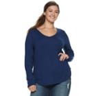 Juniors' Plus Size So&reg; Perfect V-neck Tee, Teens, Size: 2xl, Dark Blue