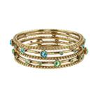 1928 Beaded & Faceted Stone Bangle Bracelet Set, Women's, Size: 8, Multicolor