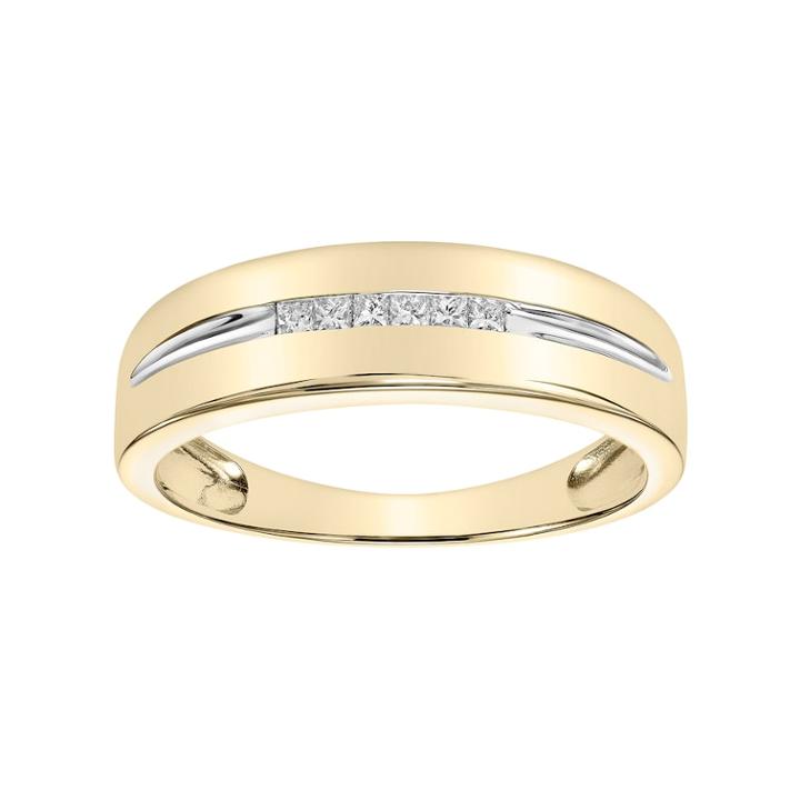Simply Vera Vera Wang Men's 14k Gold 1/5 Carat T.w. Diamond Channel Ring, Size: 9, Yellow