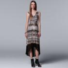 Petite Simply Vera Vera Wang Pleated High-low Maxi Dress, Women's, Size: Xl Petite, Grey (charcoal)