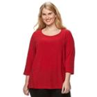 Plus Size Croft & Barrow&reg; Jacquard Wave Tee, Women's, Size: 0x, Med Red